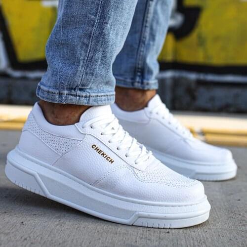 Chekich Mens Casual Sneakers White Summer Season 2021 Comfortable Flexible Fashion Artificial Leather Wedding Orthopedic Walking Sport Shoes Suits Formal Lightweight Running Breathable Solid Odorless Combine CH075 V2