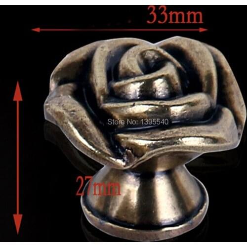 New Bronze Zinc Alloy Rose Kitchen Cabinet Handle Antique Cabinet Drawer Handle&Knob Eur-Style Furniture Hardware Bar Pulls