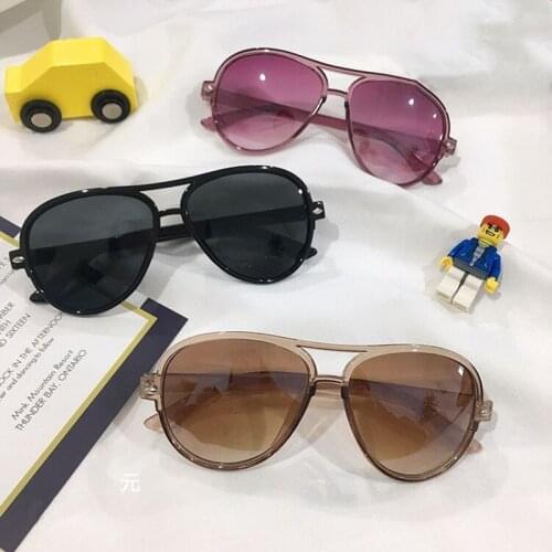 2019 New Kids Sunglasses for Children Fashion Polycarbonate Frame Mirror Sun Glasses Acrylic Lens Double Beam Grils Glasses