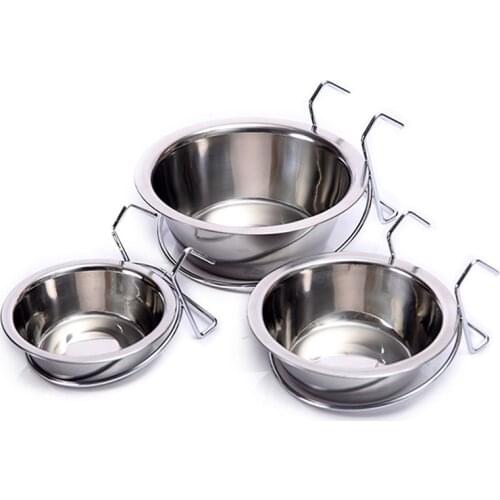 New Stainless Steel Hanging Pet Bowls On Cages Feeding Bowls For Dog Cat Water & Food Bowls S M L Pet Dog Supplies