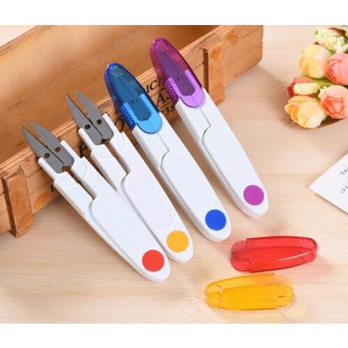 500pcs Cutter Scissor Cross-stitch Sewing Mini Tool Embroidery Home Tailor Thread Household Scissors Transparent Cover SN2083