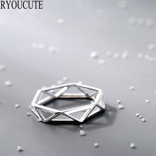 Exaggerated Personality Silver Color Geometric Rings for Women Adjustable Size Hexagon Rings Fashion Wedding Jewelry