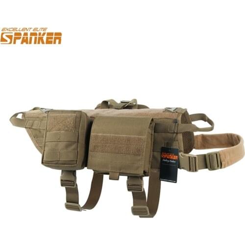 EXCELLENT ELITE SPANKER Outdoor Tactical Dog Molle Vest Army Training Harness Military Molle Suit With Handle And Three Pouches