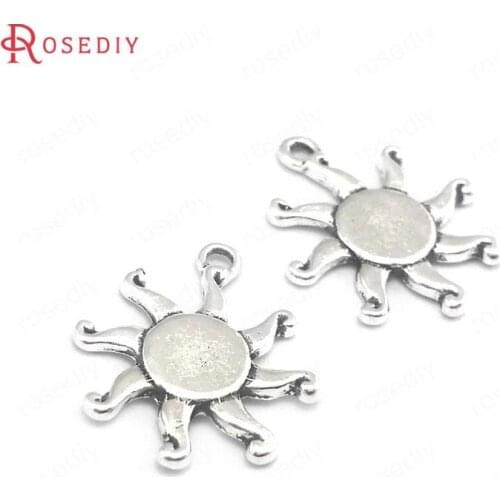 39606)50PCS 17MM Antique Silver Color Zinc Alloy Sun Charms Pendants Jewelry Making Supplies Diy Findings Accessories