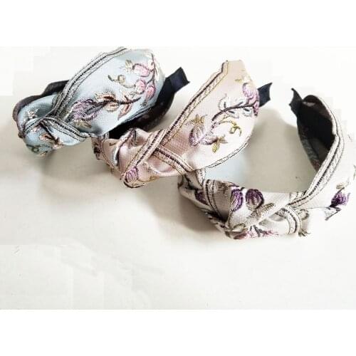 Embroidered Flower Knot Hairbands For Women Hair Accessories For Girls Hair Band Crown Flower Headbands For Women