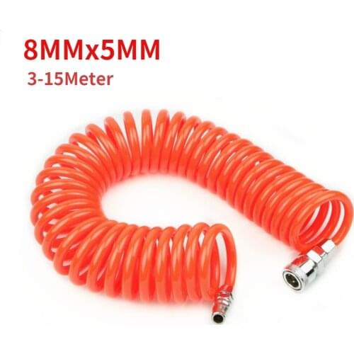 Spring Pipe 3M 6M 9M 12M 15M OD 8mm x ID 5mm Flexible PU Recoil Hose Tube for Compressor Air Tool Collocation Fittings