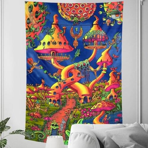 Psychedelic scene home art decorative tapestry Hippie Bohemian decorative Datura sheet yoga mat sofa blanket sheet