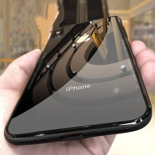 Luxury Tempered Glass Case For iPhone 12 12Mini 11 Pro MAX X XR XSMax XS SE2020 7 8 Plus Clear Soft Silicone Glass Phone Cover