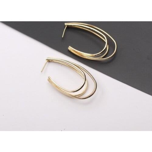 Three-layers Curved Metal Dangle Earrings Gold Color bijoux femme Handmade Fashion Earrings for Women Trendy Ear Jewelry