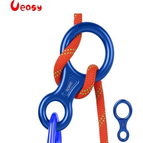 Ueasy 8 Word Climbing Ring Rope Descender Gear Belay Device Downhill Eight Rings 35KN Figure Rock Climbing Descenders