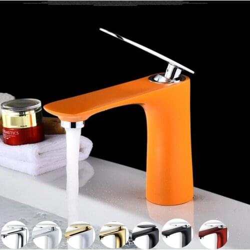 Vidric Deck Mounted Bathroom Basin Sink Faucet Colorful Hot Cold Water Mixer Tap Chrome Gold Faucets Black Crane EL1409