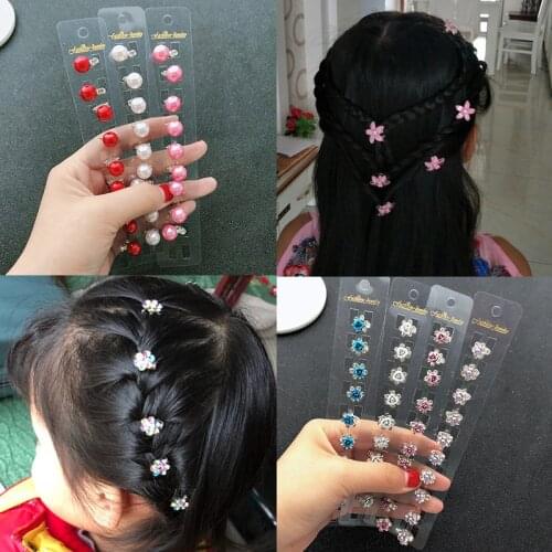 10pcs Small Flower Cute Mini Fashion Hair Clips Hairpins Women Girls Bead Hair Style Pins Claws Hair Accessories Headwear