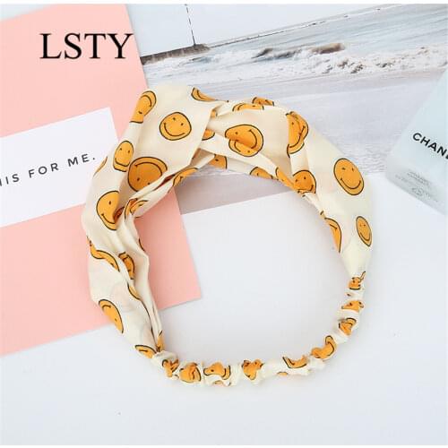 4 Pcs/set Women Headband Vintage Cross Knot Elastic Hair Bands Soft Print Smile Girls Hairband Hair Accessories