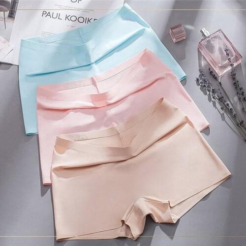 Women Seamless Boxer Female Boyshorts Ice Silk Ladies Safety Short Pants Mid Waist Summer Breathable Women Boyshorts