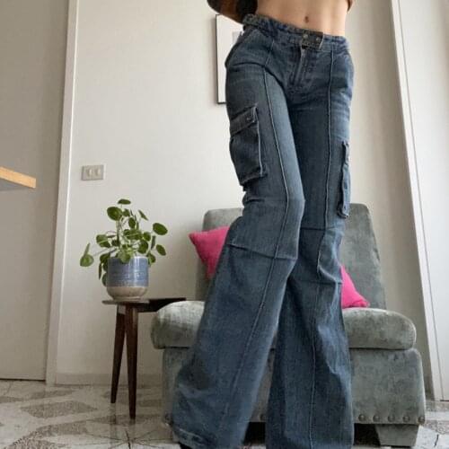 Woman Jeans High Waist Clothes Wide Leg Denim Clothing Navy Blue Streetwear Vintage Quality 2021 Fashion Harajuku Straight Pants