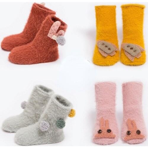 2021 Winter Cartoon Socks Newborn Accessories Baby Girl Boys Thicken Warm Cute Socks Infant Brushed Doll Socks Calcetines Bebe