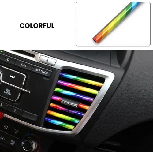 10 Pcs Car Accessories DIY Car Interior Air Conditioner Outlet Vent Grille Chrome Decoration Strip Silvery Car Styling