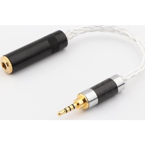 15cm Carbon fiber 2.5mm TRRS Balanced Male to 3.5mm Stereo Female Earphone Audio Adapter Cable,twisted pair cable