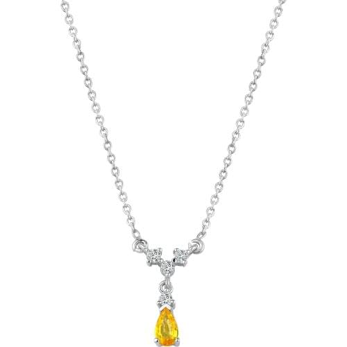 18K Gold Natural Diamond Yellow Sapphire Necklace PN115
