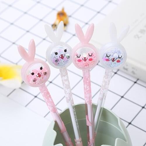 4Pcs Cute rabbit Gel Pen Student Stationery Creative Cartoon Pens 0.5mm Black Ink Writing Gel Pens Kawaii School Supplies