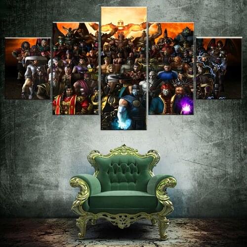 5 Panel Mortal Kombat Game Canvas Printed Painting Living Room Wall Game Decor Picture Artworks Poster Canvas frame