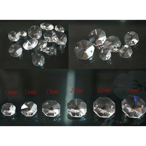 900pcs 18MM CLEAR CRYSTAL OCTAGON GLASS BEADS CHANDELIER CHAIN PARTS DIY CURTAIN PENDANTS