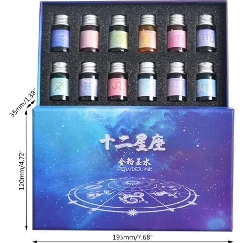 12 Constellation ink Gold Powder Glass dip pen Student Writing Signature Filling