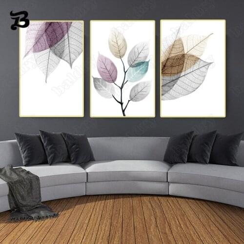 Canvas Painting Wall Art Scandinavian Modern Minimalist Multicolor Leaves Canvas Posters Pints for Living Room Wall Decoration