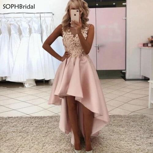 New Arrival Applique 3D Flower High-Low Cocktail Dresses Vestidos de Festa Special Occasion Celebrity Gown Robes de Cocktail