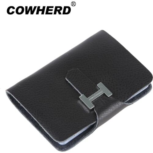 2020 Hot 100% Genuine leather credit card holder wallet women men brand bank name card holder bag case gifts YC-BH001