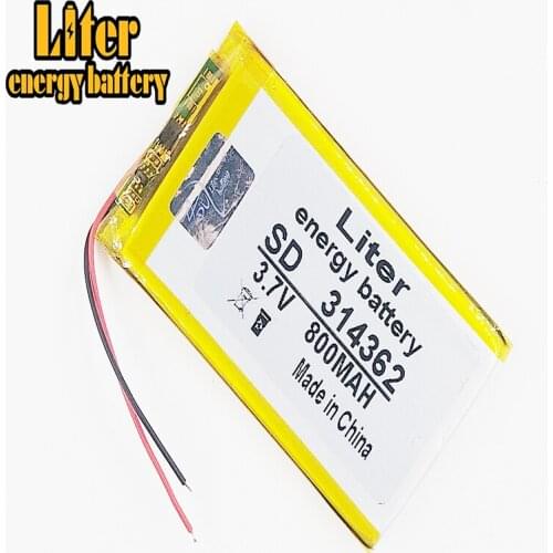 Li-po 3.7V,800mAH,314362 polymer lithium ion / Li-ion battery for GPS,mp3,mp4,mp5,dvd,bluetooth,model toy