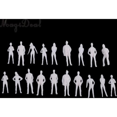 MagiDeal 20Pcs 1/75 HO Scale Unpainted Model People Architectural Figure Miniature Human Plastic Scene Simulation for Layout