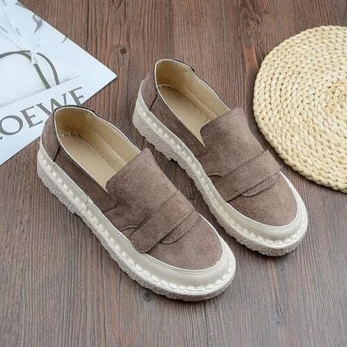 Mori Girl Hand-Sewn Single Shoes Soft Bottom Low Help Loafers College Wind Student Casual Shoes Japanese Comfort Lady Peas Shoes
