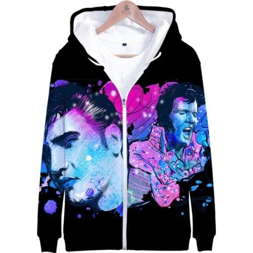 Hot sale The King Elvis Presley Men Women Hooded Zipper 3d Print Clothes casual Fashion Coat Overcoat boys girls zip up Clothing