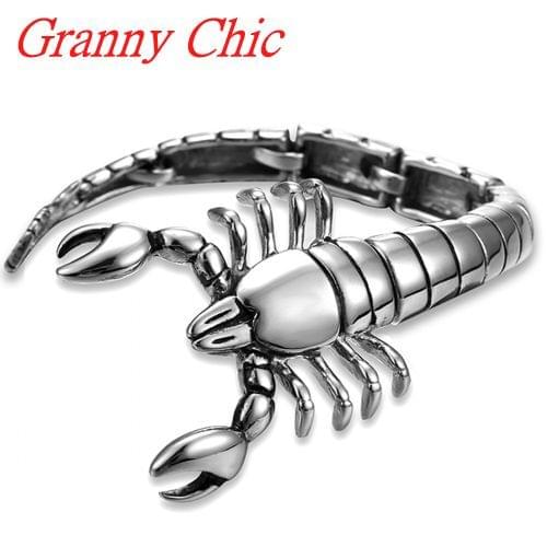 Granny Chic 8.26"*47MM Fashion Scorpion Animal bracelet 316L Stainless Steel Mens Boys Chain Bangle Bracelet Wholesale Jewelry