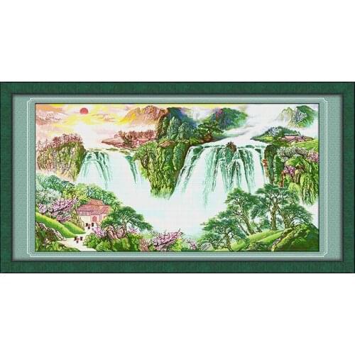 Rising Sun(3)(big) cross stitch set Chinese mountain river count print 18ct 14ct 11ct embroidery kit DIY handmade needlework