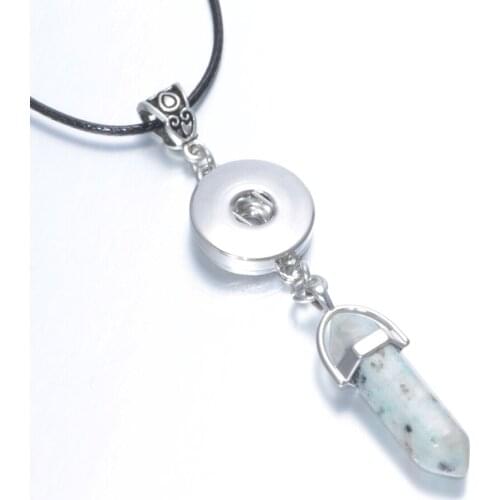 New Arrivals Charms Fit 18mm Snap Button Hexagon Natural Stone Pendant Necklace Snap Jewelry DZ0117i