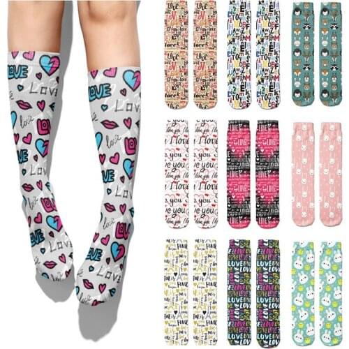Business Casual Happy Couple Cotton Socks For Men Woman Big Size Socks Personality Design Breathable Comfortable Men Socks