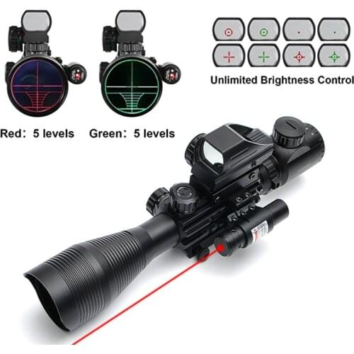 Hunting Airsofts Riflescope 4-12X50 EG 3 In 1 Tactical Air Gun Red Dot Laser Sight Scope Holographic Optics Rifle Scope