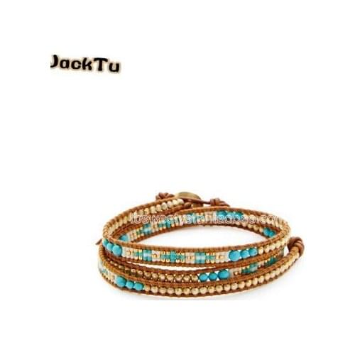 2017 wholesale green beads mixed seed beads laser beads 3 wrap bracelet