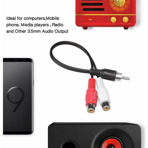 2pcs RCA Male to 2 RCA Female Audio Speaker Adapter Connector High Quality 3.5mm Jack Audio Splitter Cable Accessories