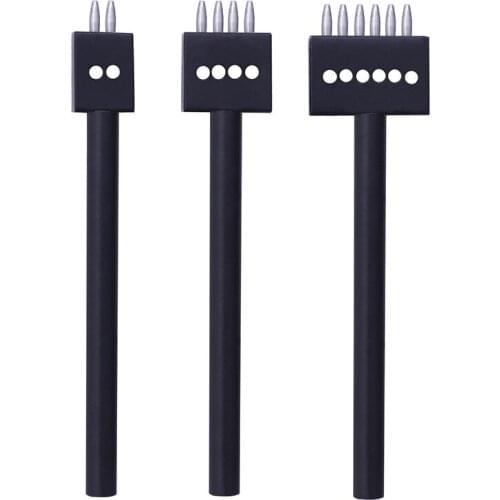 4MM Spacing Leather Hole Punches DIY Hand Perforated Round Stitching Punch Tools Hole Cut Tool 2/4/6 Prong Leather Hole Punch