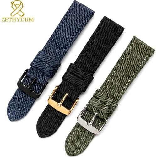 Nylon Watch Strap 20mm Watchband 22mm Perlon Sport Watch Bracelet 24mm Wristwatches Band 18mm 23mm Genuine Leather Bottom