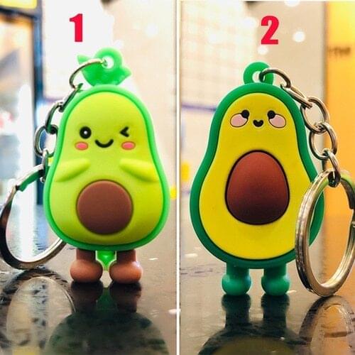 Rubber Avocado Keychain Couples Key Chain Ring Vegan Green Fruit Fashion Car Accessories