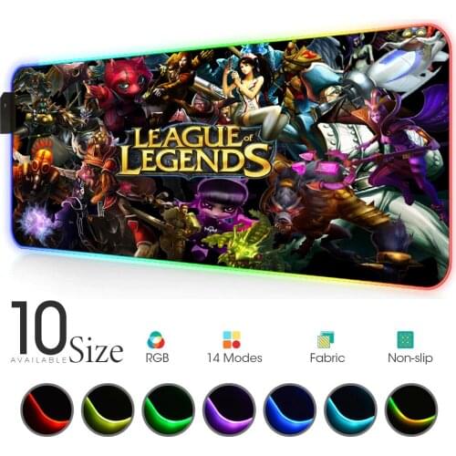 League of legends RGB Mouse Pad Gamer Accessories Large LED best gaming MousePad XXL Gaming Desk PC with Backlit Mause Carpet