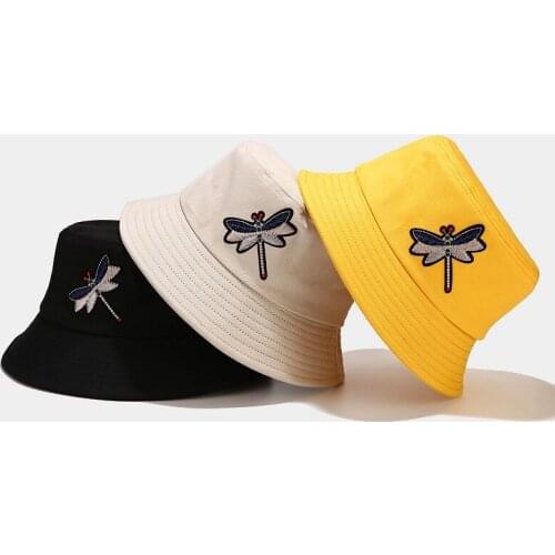 New Dragonfly Pattern Foldable Fisherman Hat for Women Outdoor Leisure Couple Sun Protection Hat Unisex Panama Basin Bob Hat