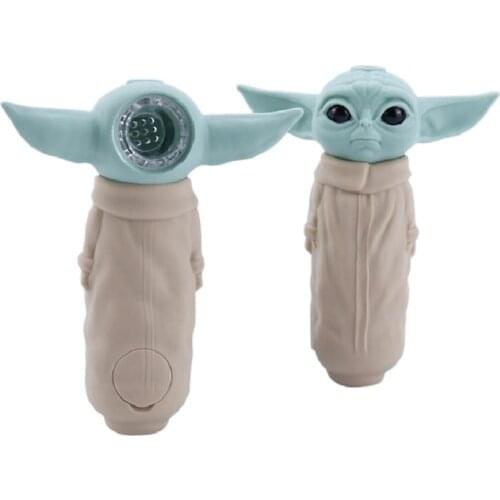 Disney Baby Yoda Pipe Silicone Pipe Glass Heat Resistant Cigarette Pipe Smoking Accessories Action Figure Toys for Adult Gift