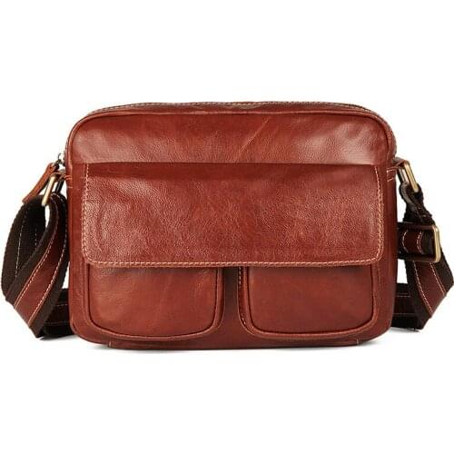 Messenger Bag Mens Shoulder Bag Genuine Leather 2018Travel Casual Man Crossbody Bags for Men Vintage Brown Ipad Leather Bags