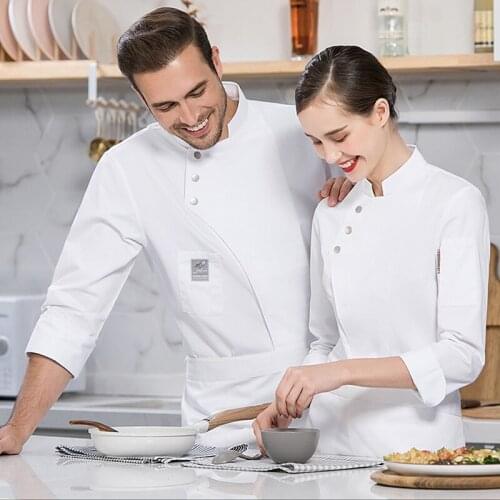 Chef Uniform Long Sleeve 2021 Fall Winter Mens Western Restaurant Chef Jacket Womens Cafe Kitchen Workwear Cooking Top Uniform
