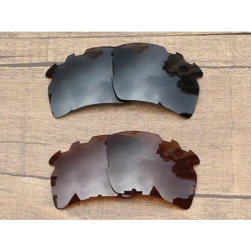 Vonxyz 2 Pairs Stealth Black & Bronze Brown Polarized Replacement Lenses for-Oakley Flak 2.0 XL Vented Frame